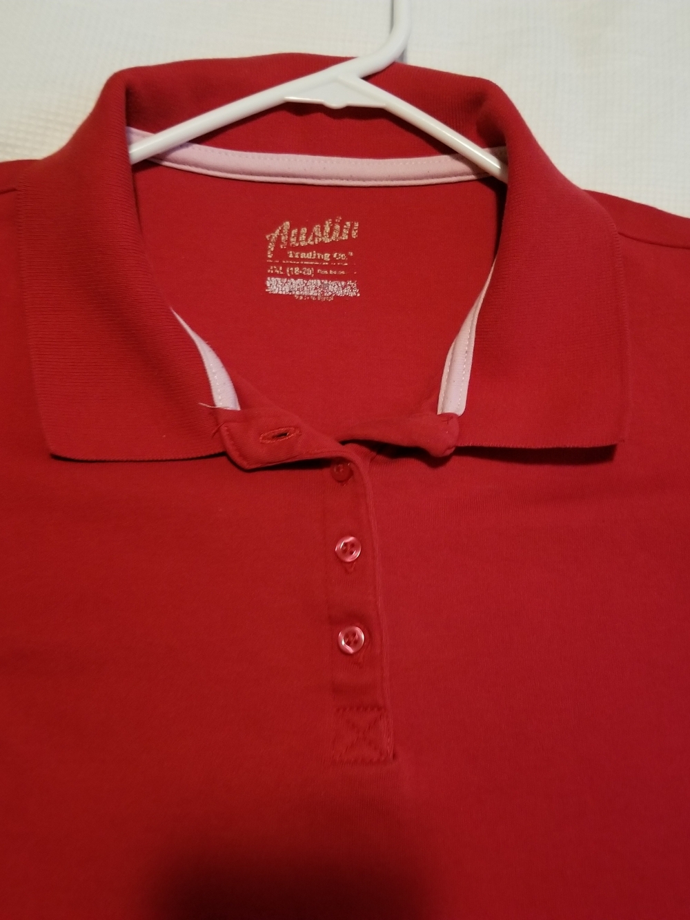 Austin Trading Co. Kid's XL & XXL Red Button-Down Uniform Polo Shirt